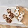 Kinder Prinzessinnenschuhe 2024 Sommer Neue Mädchen Sandalen mit Süßer Schleife Mädchen Hohle Strandschuhe für den Urlaub Vielseitige Mode Ballerinas