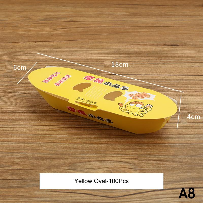 

100Pcs Disposable Cartoon Octopus Ball Packaging Box Japanese Street Food Takoyaki Takeaway Snack Packing Container Party