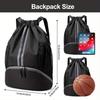 Sport-Rucksack mit Kordelzug und Schuhfach, nassfeste Tasche für Damen und Herren, große Kapazität, String-Sackpack für Schwimmen und Fitnessstudio