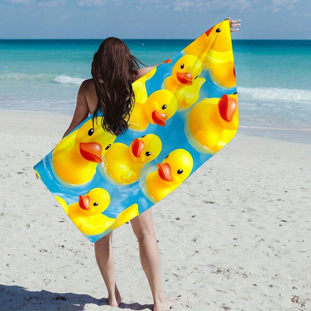 Süßer Gelber Gummi-Ente Aufdruck Mikrofaser Strandtuch Schnelltrocknend Super Saugfähig Sandfreies Handtuch für Strand Pool Fitnessstudio Kinder Erwachsene