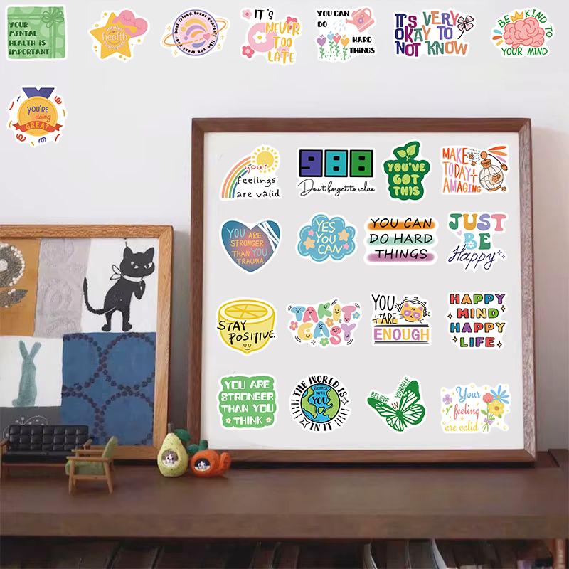 50PCS Mental Health Sticker Cartoon Laptop Luggage Diary Skateboard Coffee Harajuku Personalized DIY Phone Art Picture Stickers
