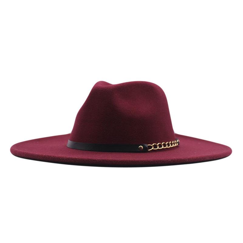 Autumn and winter top hat British classic jazz hat woolen hat big brim cm flat edge top hat