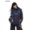 2025 Autumn/Winter Unisex V-Neck Retro Badge Embroidery Sweatshirt