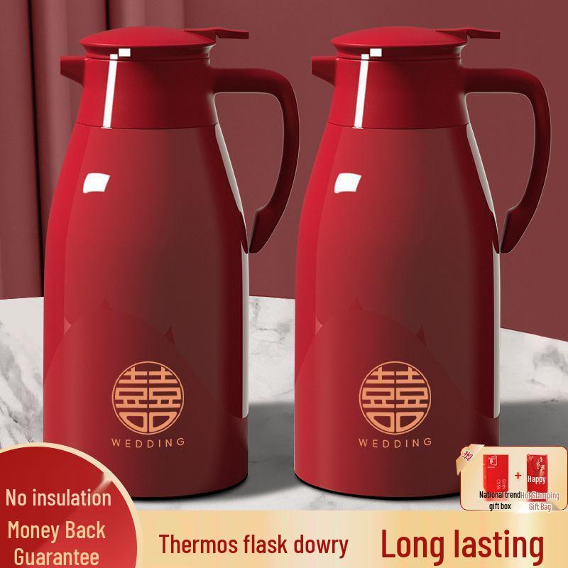 2025 Style  Joy  Red Wedding Thermos Flask Set: Insulated Hot Water Kettles, Ideal Dowry and Newlywed Gift 1.0L 【Dustproof】 Single Kettle