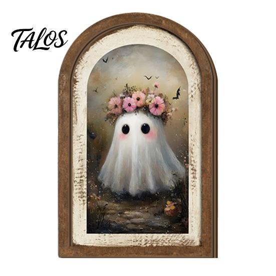 Halloween Entryway Decor Ghost Arch Wooden Sign, Cute Table Rustic Farmhouse Decoration Shelf Decor, Decorative Wall Art for Mantel Living Room
