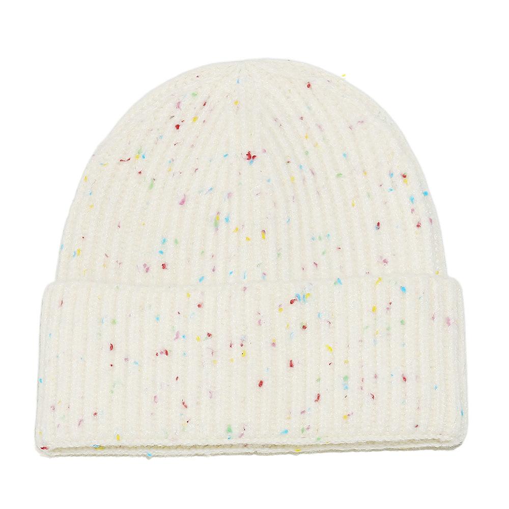 Temu autumn and winter new pullover hat casual versatile color blended knitted hat colorful wool hat women