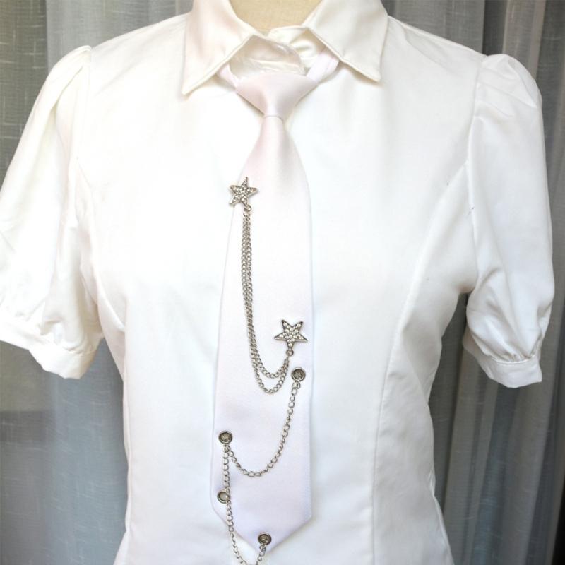 Uniform Ties For Janpanese JK Uniform Cosplay Accessory Neckwear Jk Seifuku Anime Necktie with Rhinestones Metal Chain