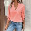 Women's V-neck Pullover Striped Printed Long Sleeved Casual Women's Shirt
