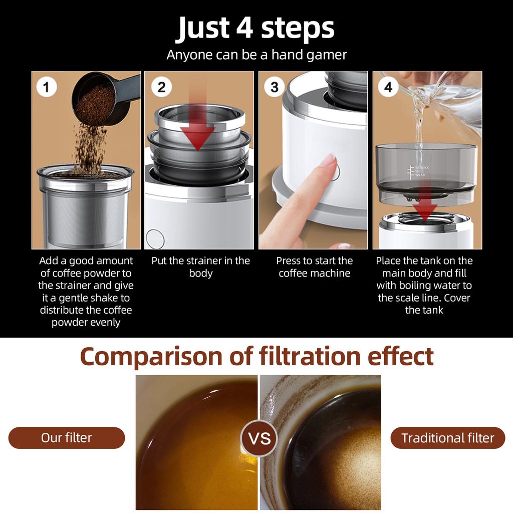 Zaparzacz do kawy 6,76 uncji, 1–3 filiżanek, wielokrotnego użytku, do samodzielnego parzenia kawy