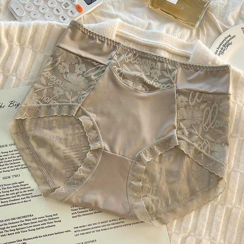 Большой размер женские весенне-осенние сексуальные трусики с кружевной отделкой, дышащие L сосна зеленый