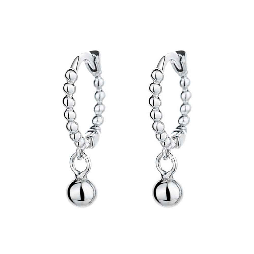 Personality Girls Women Beads Copper Stud Earrings Fashion Jewelry Ear Buckle Hoop Earrings