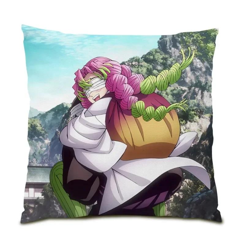 Demon Slayer Pillow Cover Kanroji Mitsuri Anime Girl Throw Pillow Case Cartoon Character Cushion Cover Office Chair Sofa