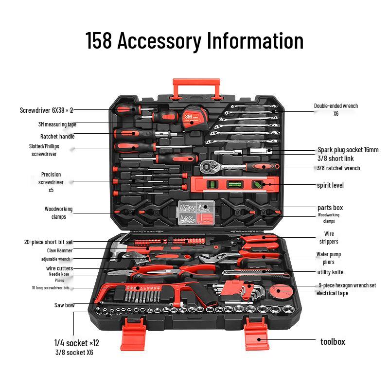 Набор инструментов для дома из 158 предметов: Комплект ручных инструментов и подарочный набор