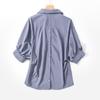Women's Loose Fit Polo Blouse with Lantern Sleeves