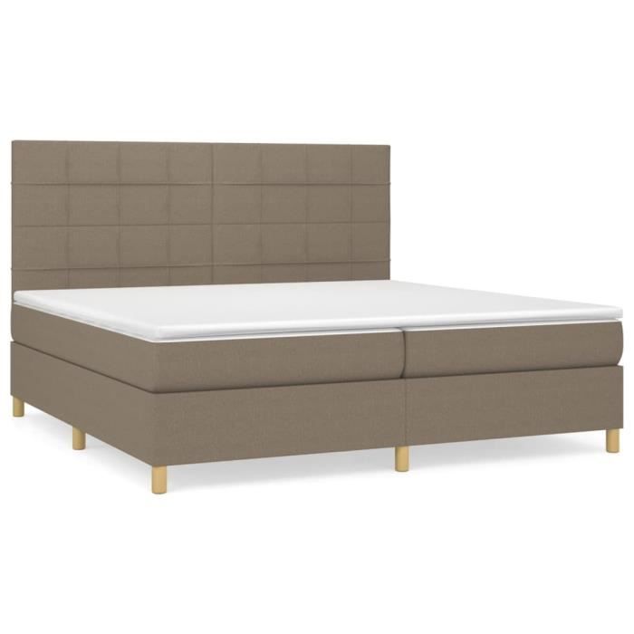 3142365 vidaXL Divan Bed with Mattress Taupe 200x200 Cm Fabric