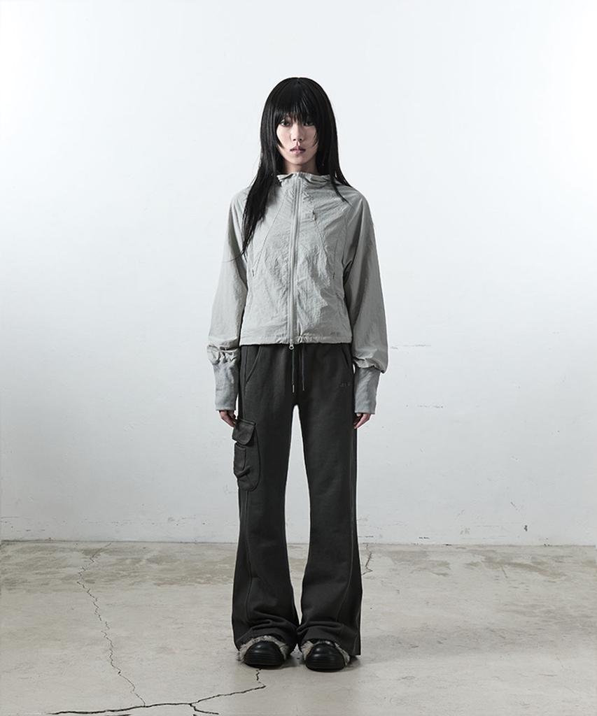 41PRAY Cropped Panel Zip Windbreaker / Sky Blue