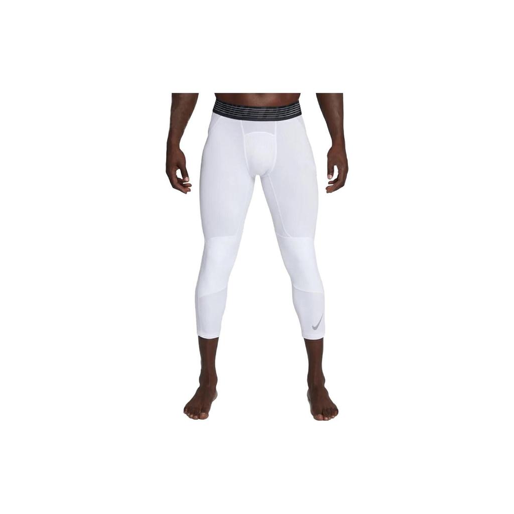 Nike Pro Hypercool Letter Waistband Basketball Training Three-Quarter Compression Pants Men bottoms White 891835-100