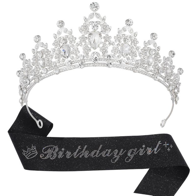 European and American Light Luxury Crystal Crown Hot Diamond Etiquette Belt Birthday Girl Birthday Party Accessories Decoration 2026