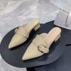 New Retro Baotou Kitten Heel Half Slippers Fashion Pointed Toe Rivet Casual Outside Wear Women's Cool Drag