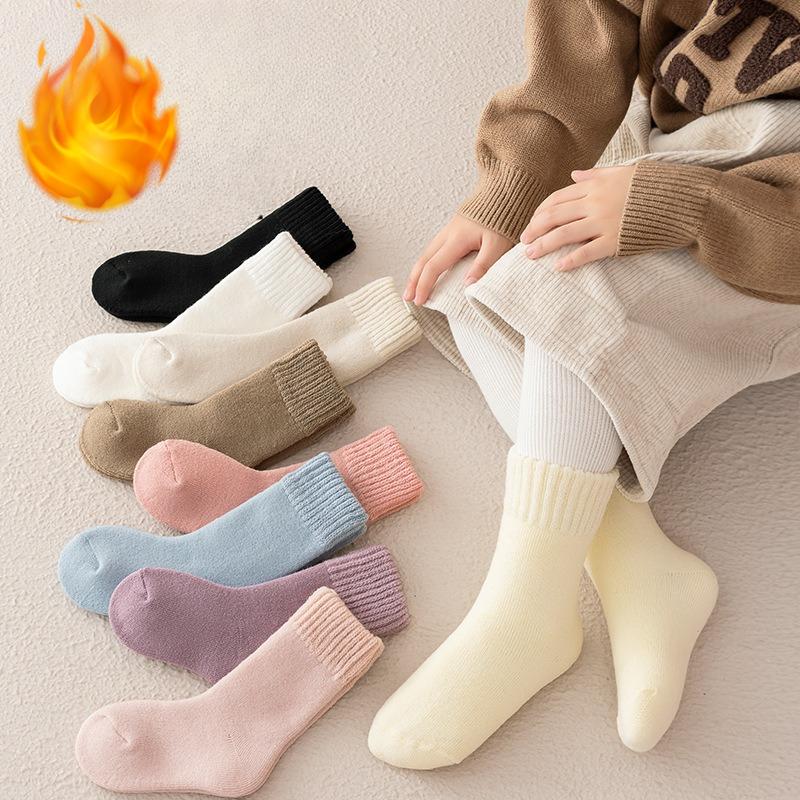 Dětské vlněné ponožky Děti Chlapci Dívčí Měkké termo punčochy pro miminko Móda Jednobarevné Dětské Podzim Zima Kašmírové plyšové ponožky