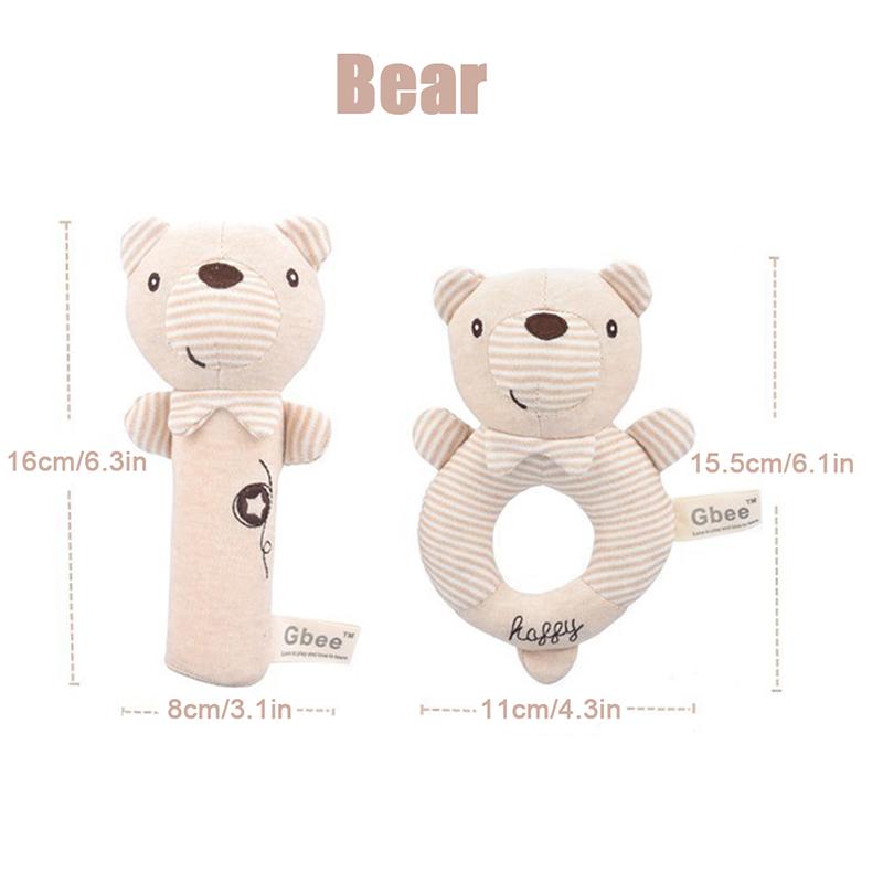 Baby Rattles Soft Cartoon Cute Plush Animal Toys Child Educational Handbells