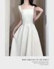 Women's Slim-fit White Moonlight Camisole Dress - Sleeveless Waist-cinching Birthday Style for Early Summer/Spring