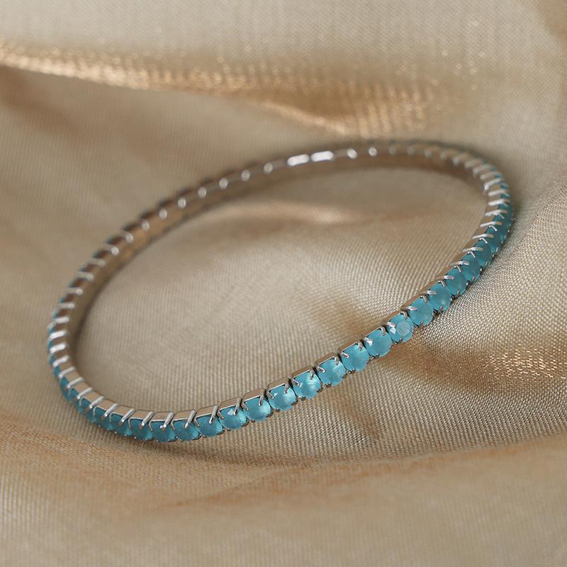 Multicolor Zircon Gold-Plated Titanium Steel Elastic Bracelet