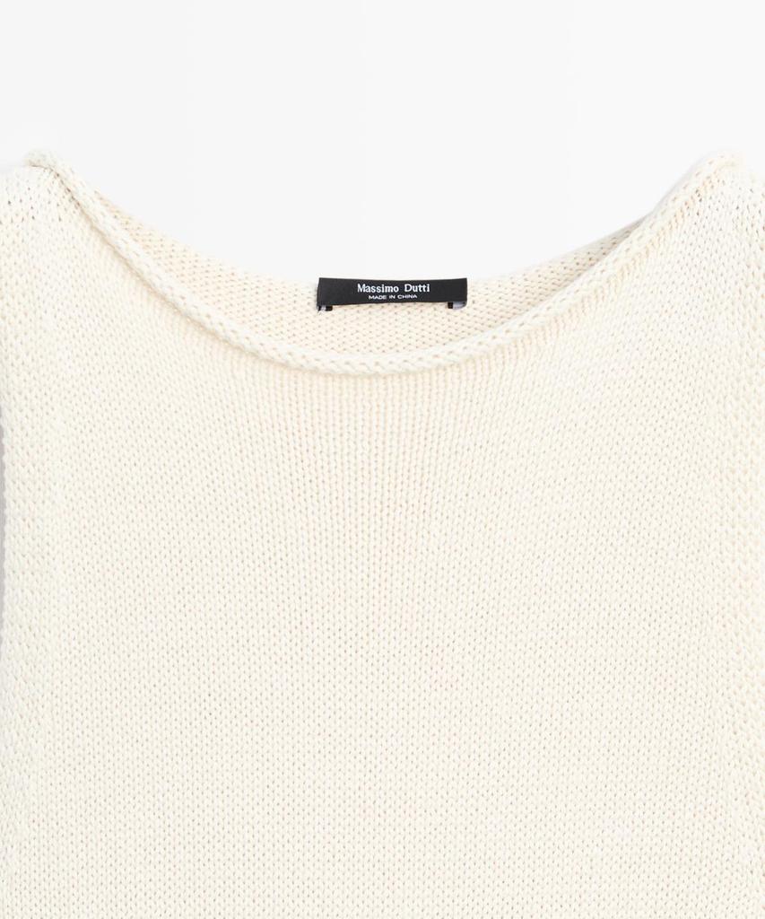 Masimodutti 100% Cotton Contrast Knit Midi Dress