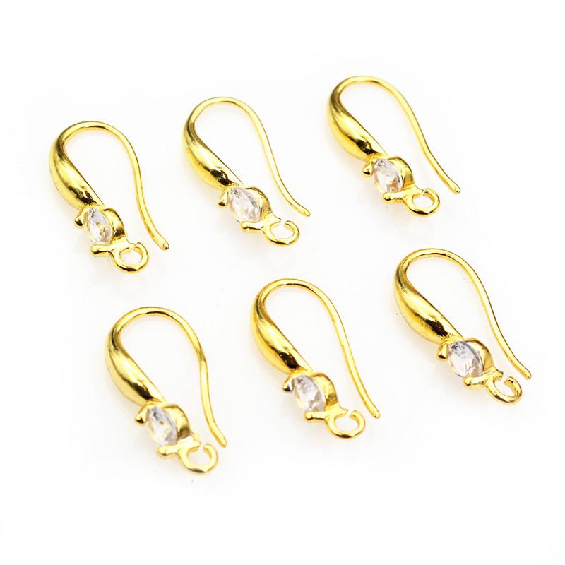 10pcs 18x8mm with Zircon Earring Hooks Wires Brass Material DIY Jewelry Making Accessories Handmade Earrings Findings
