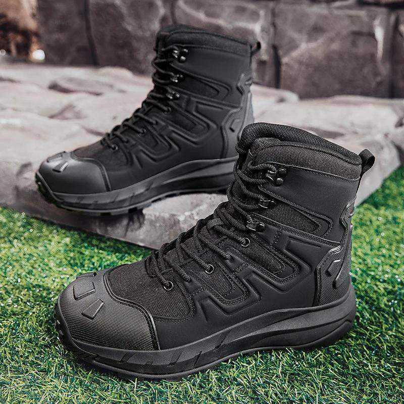 Fashion Men Hiking Shoes Male All-match Motocross Boots Outdoor High Top Men's Sneaker Hunting Work Safty Boot High Quality Ankle Boots