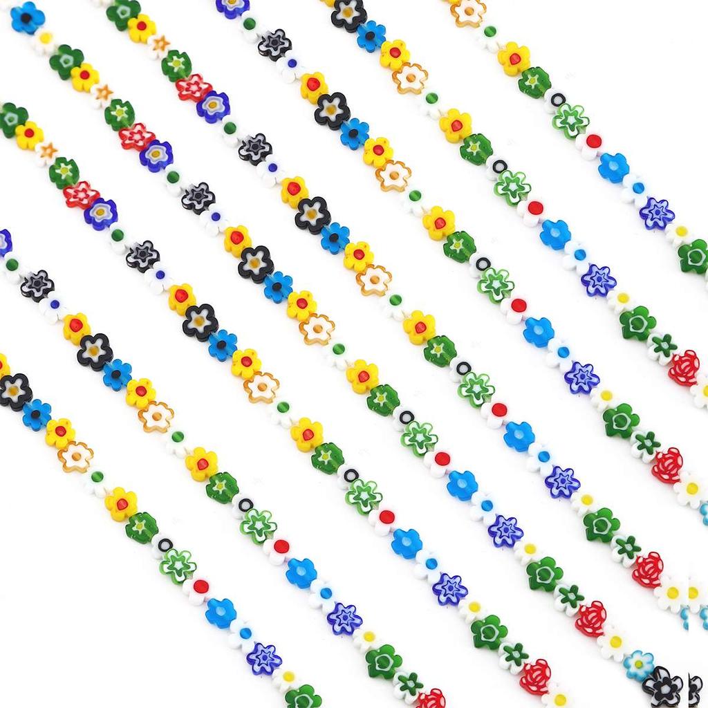 45 Stück Lampwork-Perlen, gemischte Farben, Blumenmuster, Glasperlen für die Schmuckherstellung
