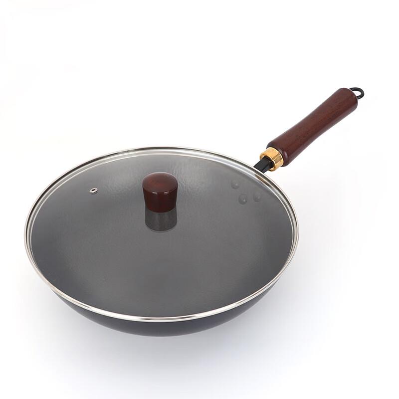 

Zhishi Hand-Forged Hammered Non-Coated Iron Wok with Lid