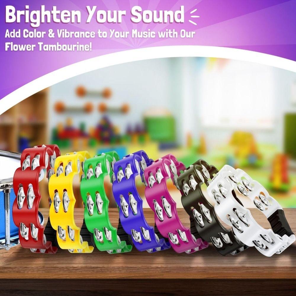 Pleasant Jingle Percussion Tambourine Handheld Hand Cranked Bell  Musical Rhythm Instrument