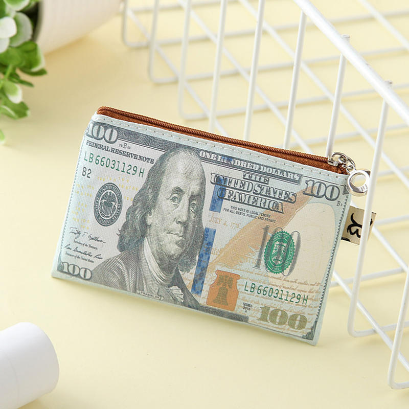 New Currency Printing Pattern Long Wallet Canvas Coin Purse Zipper Wallet Storage Package Dollar GBP Euro Ruble Style Wallet