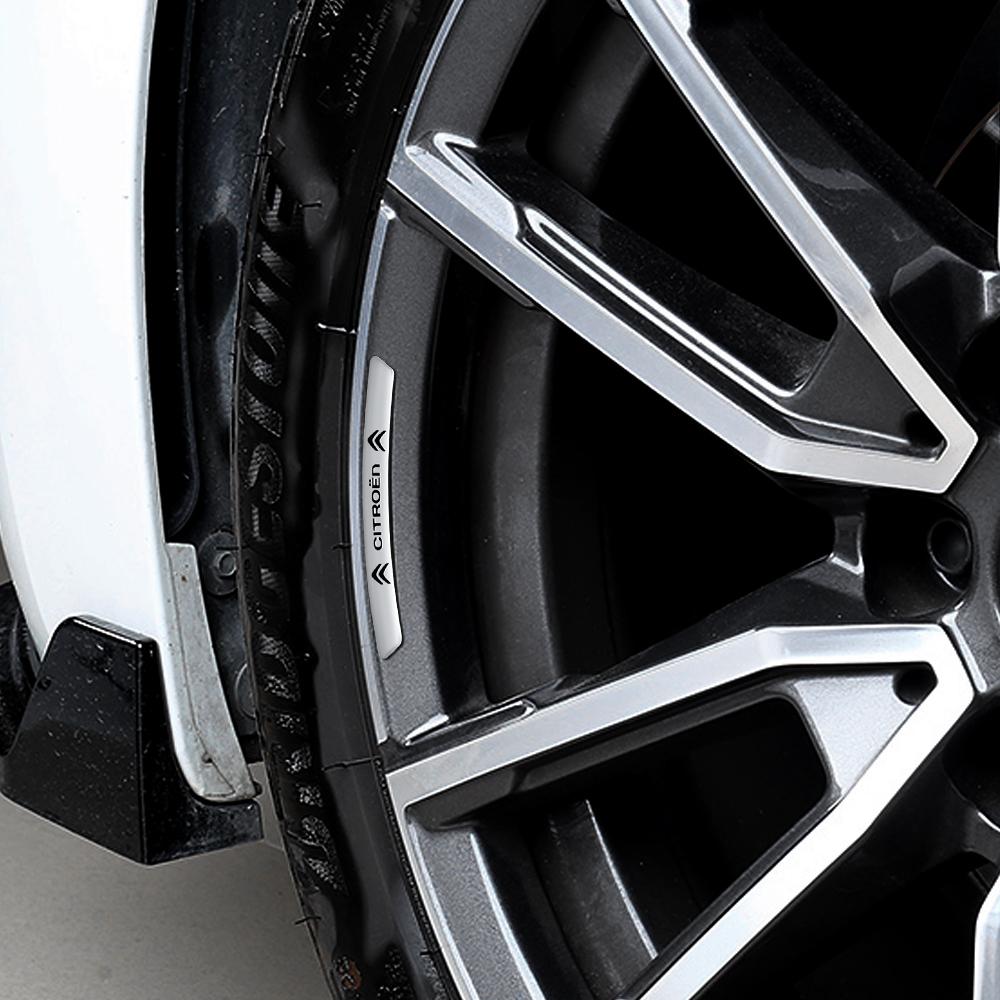 4pcs Aluminum Car Badges Wheels Rims Sticker Auto Accessories For Citroen C1 C2 Grand C4 Picasso C4L VTS C-ELYSEE DS C3-XR C5 C6