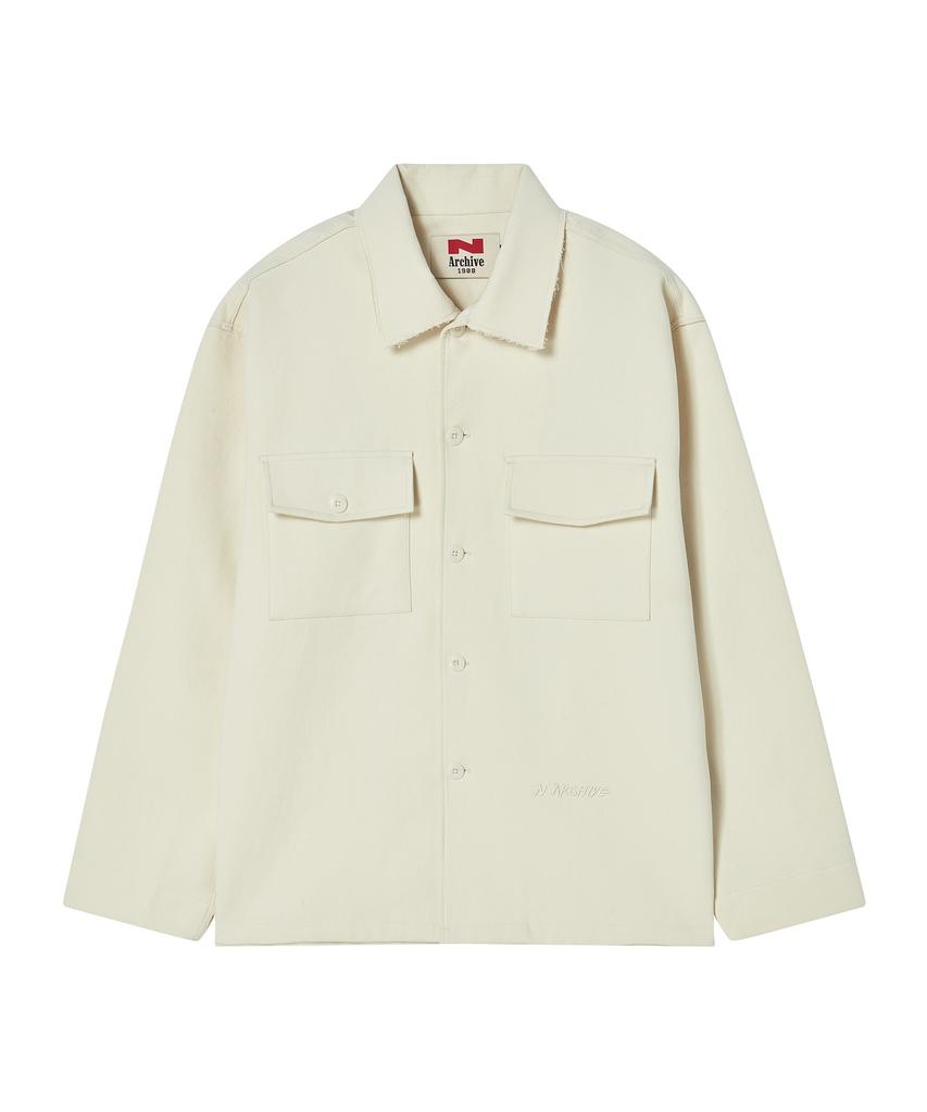 Beyond Closet [Collection Line] Cut Collar Tailored Cotton Jacket Ivory