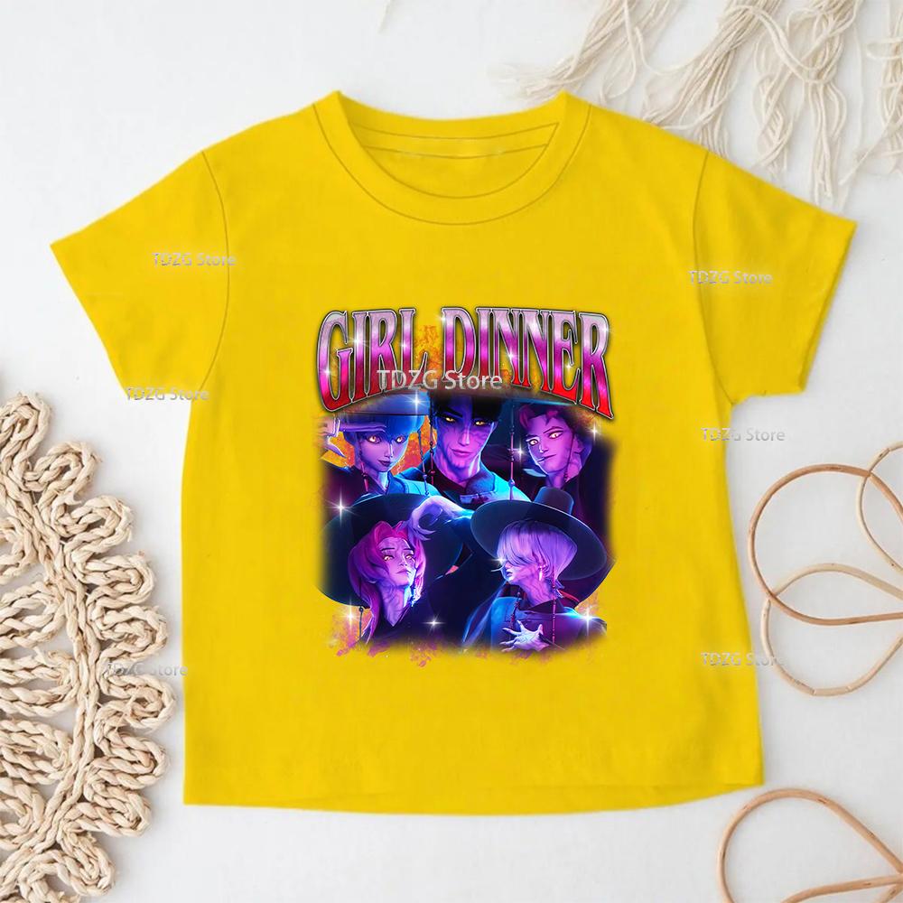 

Summer KPop Devil Hunter Print Fashion Casual Children T-shirt Tee Top Movie O-neck Cartoon Saja Boys Girl Casual Kid Clothing 160