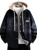 Men's Trendy Velvet-Lined Denim Hooded Jacket for Youth - Winter Warmth