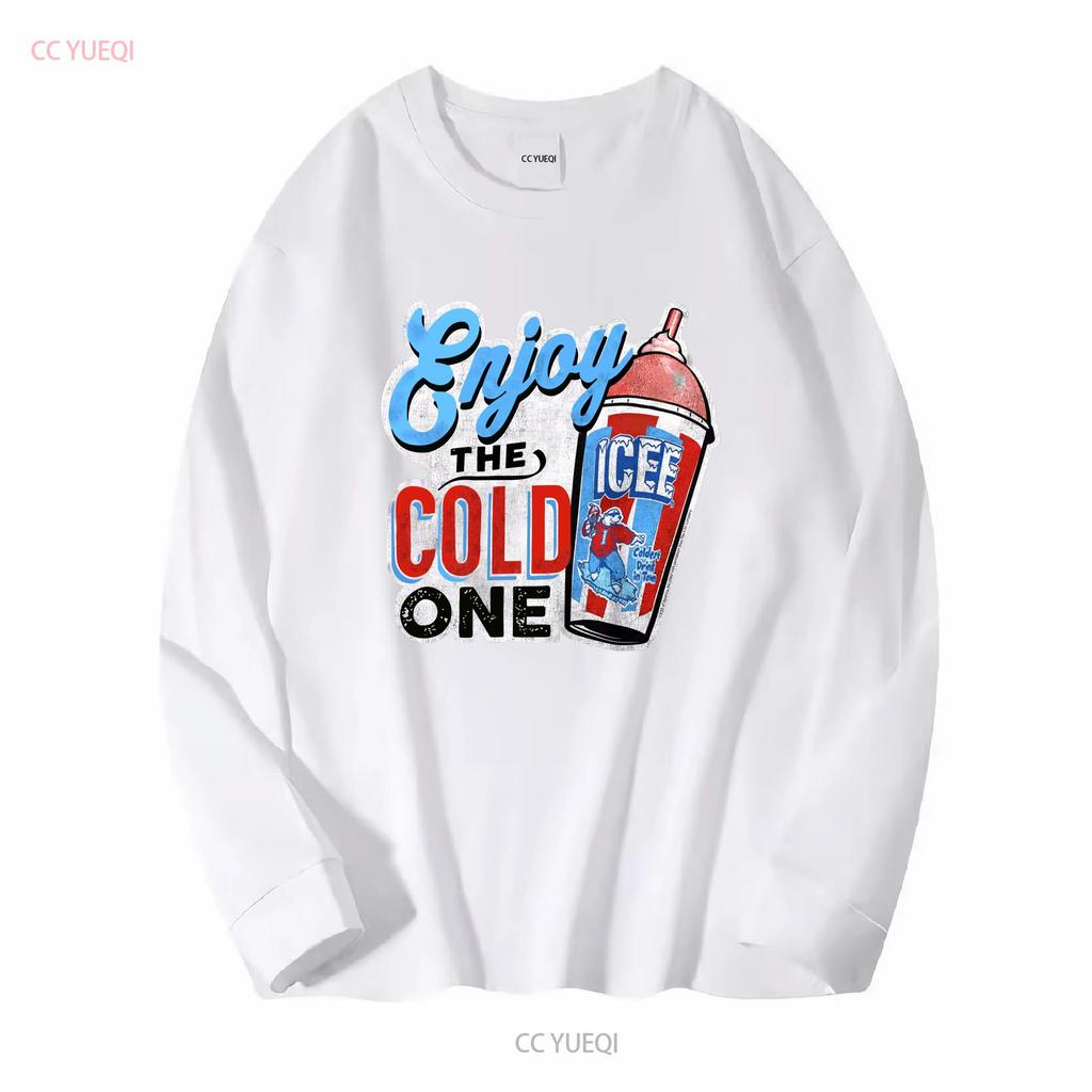 Lizenziertes Genießen Sie das Kalte Icee Slushie Erwachsenen Rundhals T-Shirt lang- oder kurzärmelig Vintage Gewaschene Mode Weich Vielseitig