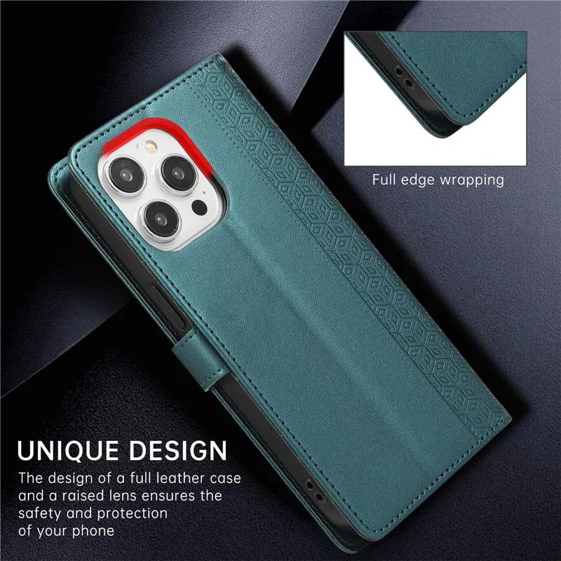 Luxus-Leder-Portemonnaie-Handyhülle für iPhone 17 Air 16 15 14 Pro Max 16E 13 12 Mini 11 XS XR Max SE 8 7 Plus Klappständer-Abdeckung
