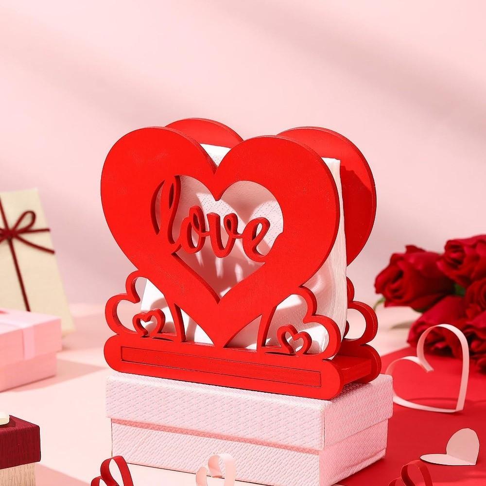 Napkin Box Valentine Day Tissue Box Love Wood Knot Wooden Ornament Love Wood Tissue Box Red Heart of Baryada Valentine