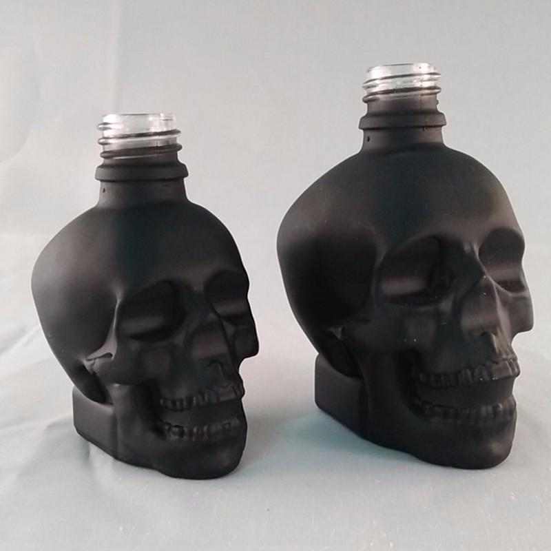 30ml/60ml Skleněná lahvička s kapátkem Černá Lebka Roztomilé lahvičky na esenciální oleje s kapátkem na parfémy