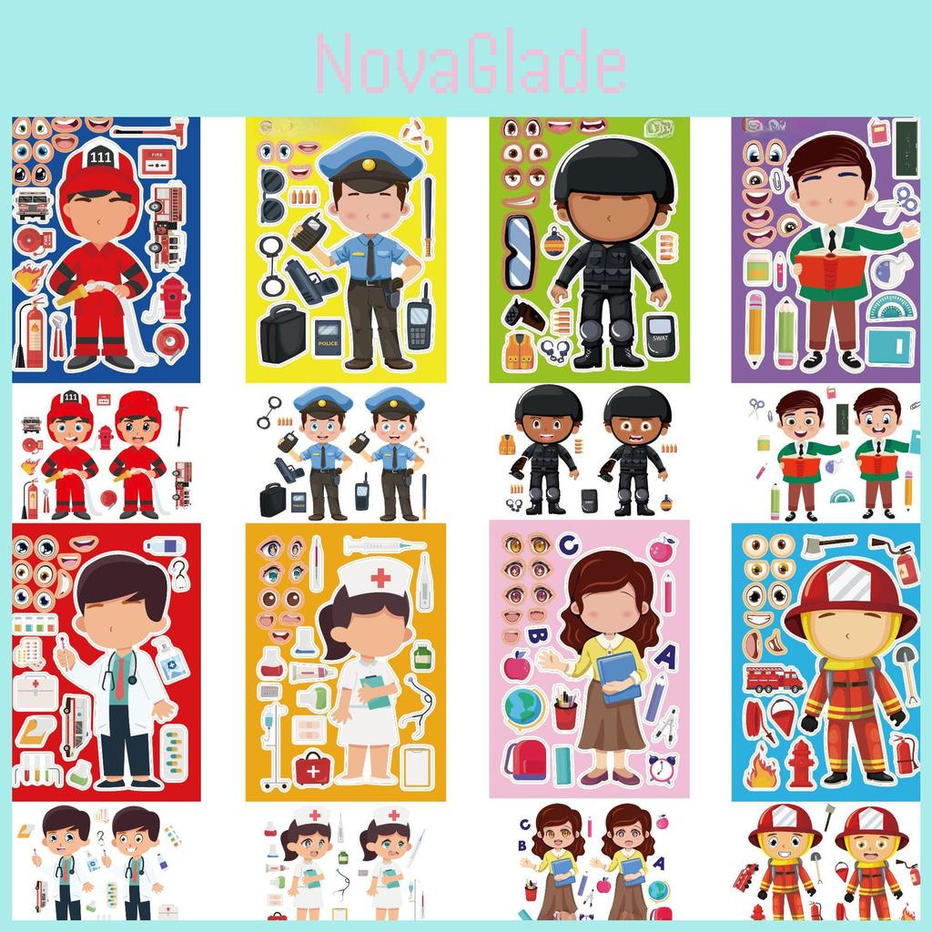 Cute Cartoon Themed Dress-up Sticker Set For Kids With Interactive Puzzle Fun