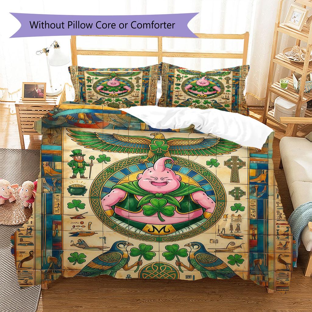 Egyptian Mural Pattern Bedding Quilt Set Quilt Cover Pillowcase Home Decoration Birthday Gift (1 * Duvet Cover + 2 * Pillowcase, Without Core)