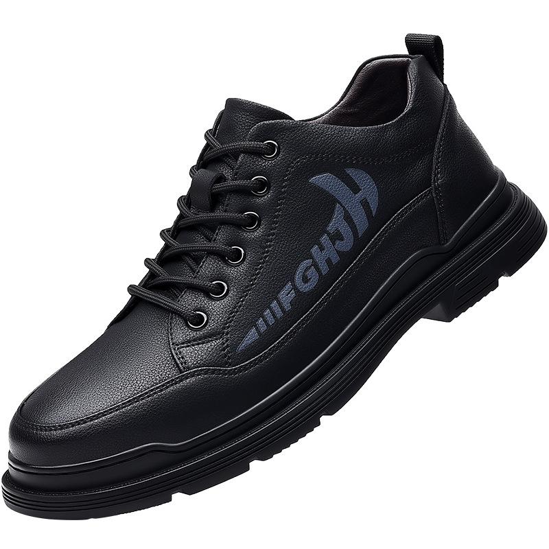 Autumn and Winter New Men's Shoes Light Luxury Fashion Cowhide Casual Board Shoes Leather Shoes Trendy Men's Single Shoes