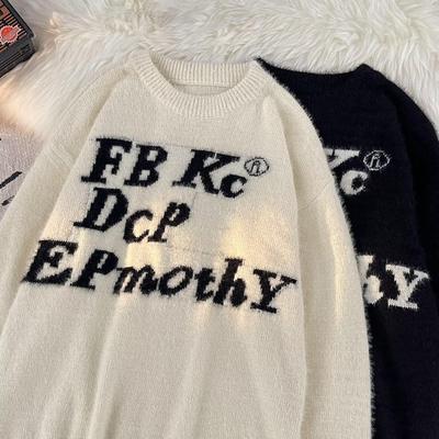 Unisex-Flauschpullover im lässigen Stil mit Buchstabenprint für Herbst/Winter 2025