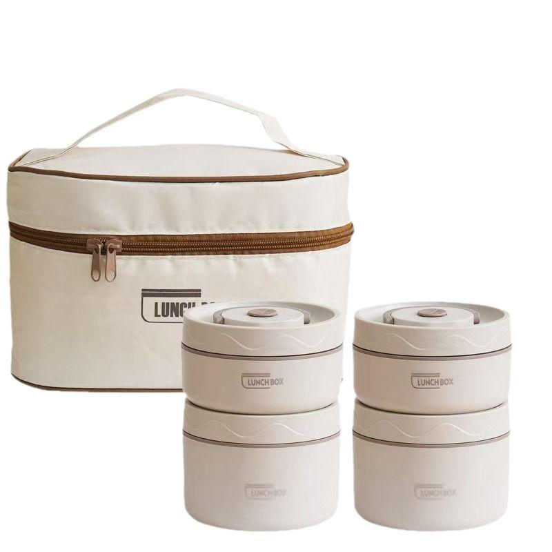 304 Stainless Steel Double-Layer Insulated Lunch Box with Lid for Office Workers & Students