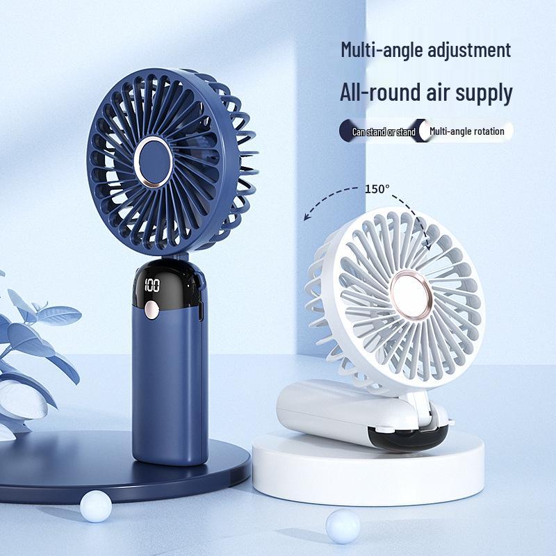 Custom Mini Handheld Fan: Portable, Foldable, USB Rechargeable with Digital Display