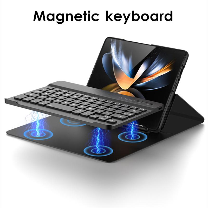 Folding Leather Case For Samsung Galaxy Z Fold 4 3 Phone Cover Magnetic Keyboard Kickstand Hard Plastic S Pen Slot Case No S Pen