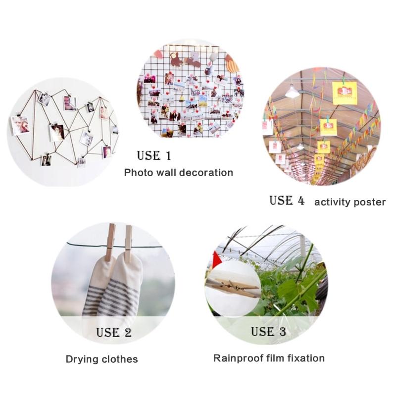12Pieces Easter Bunnies Photo Peg with 1.5Yard String Wood Photo Clip Wood Pegs For Photo Hanging And Easter Decoration